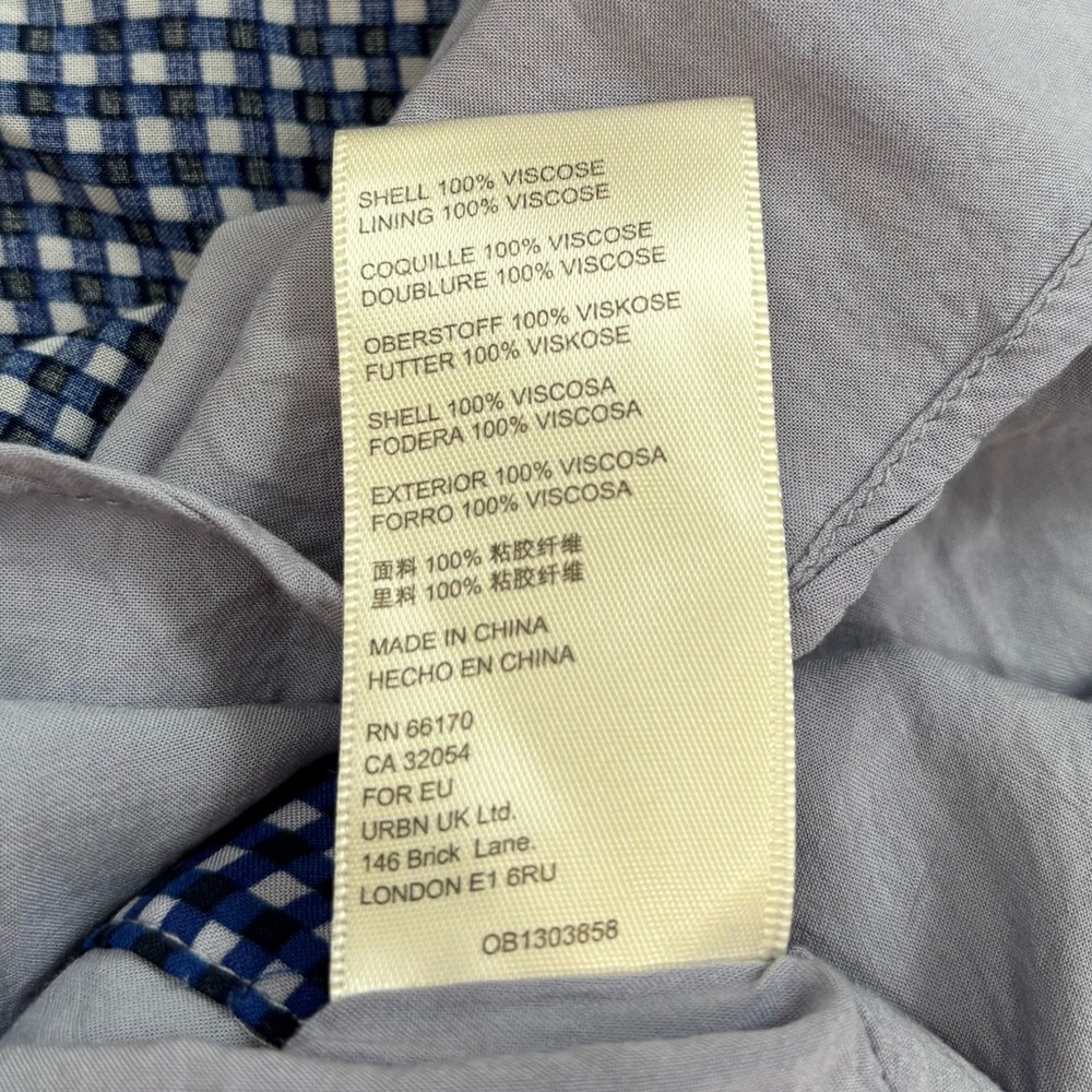 Free People boho rippa ruffle sleeve button up V-nek blue white gingham dress XL - Picture 12 of 16